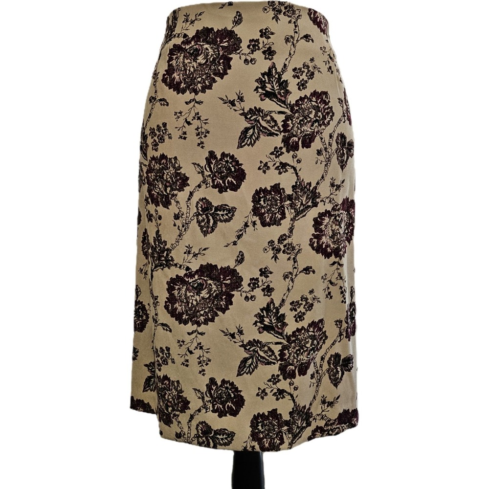 Vtg 90s Courtenay Purple & Brown Floral Skirt Sz 12 Dark Cottagecore Whimsigoth